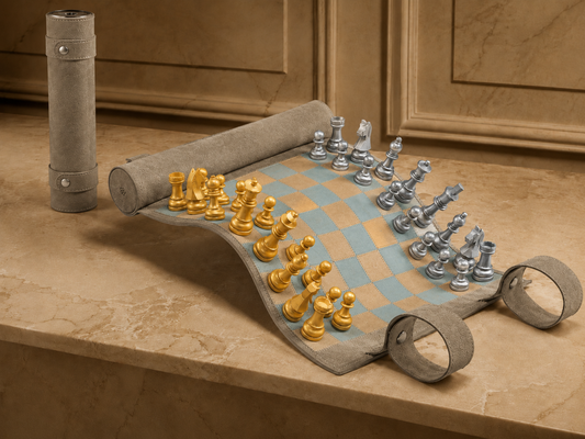 Handcrafted luxury leather chess set by MELIA Games
