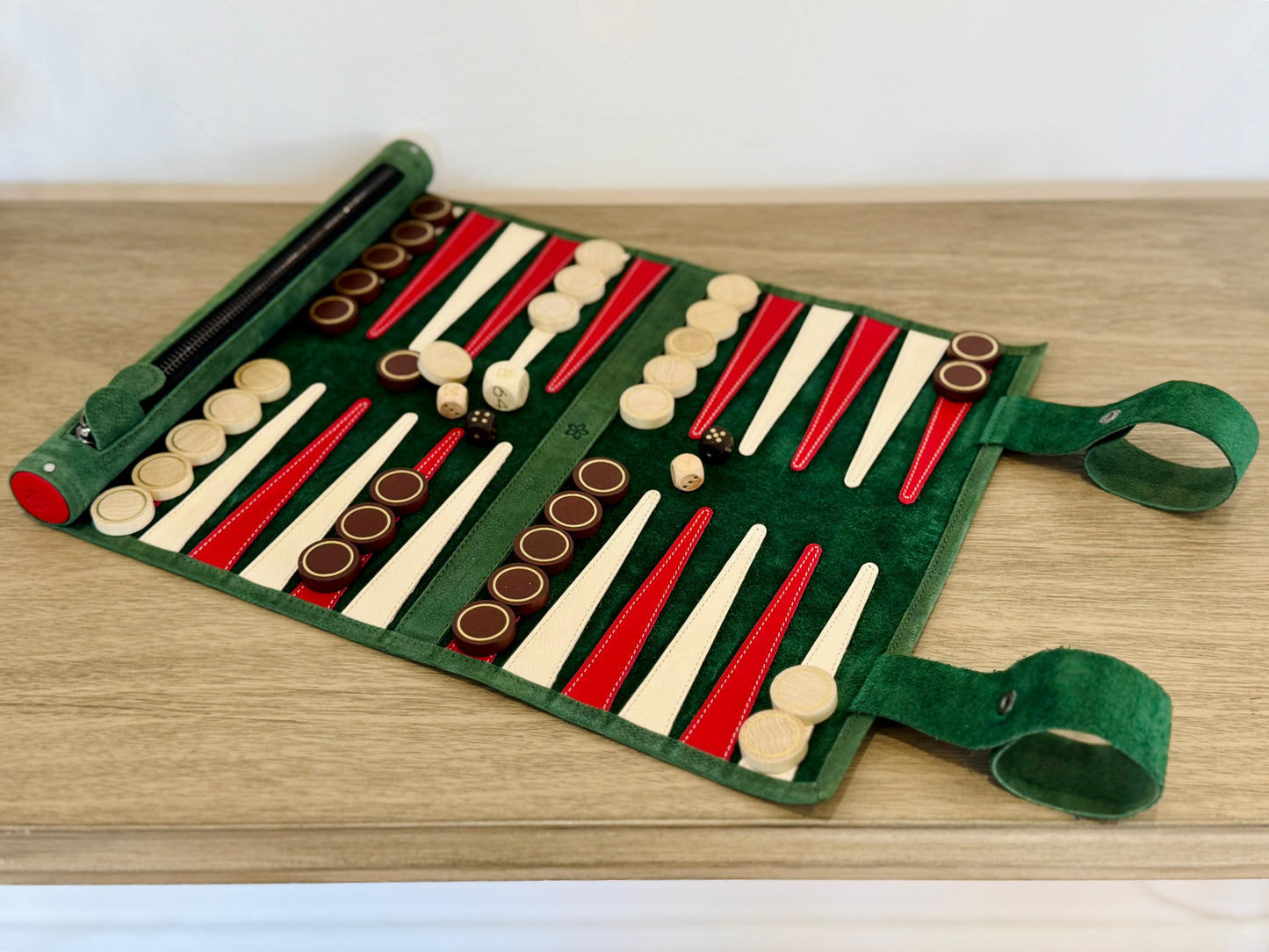 Jeu de Backgammon en Cuir Enroulable - Bella Italia