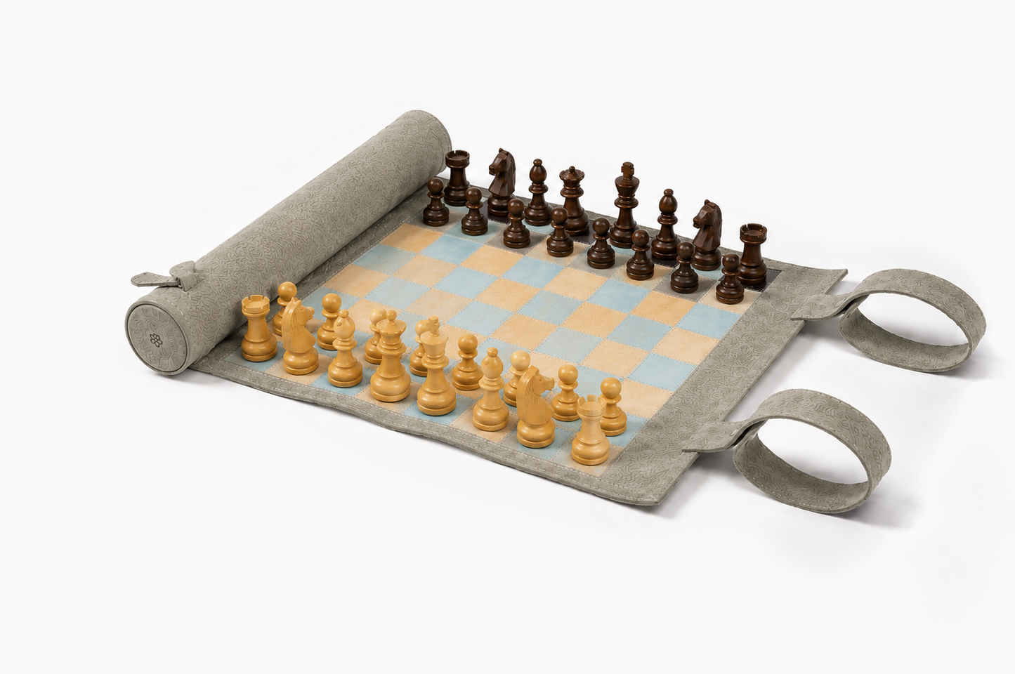 Roll Up Magnetic Leather Chess Set - Champagne