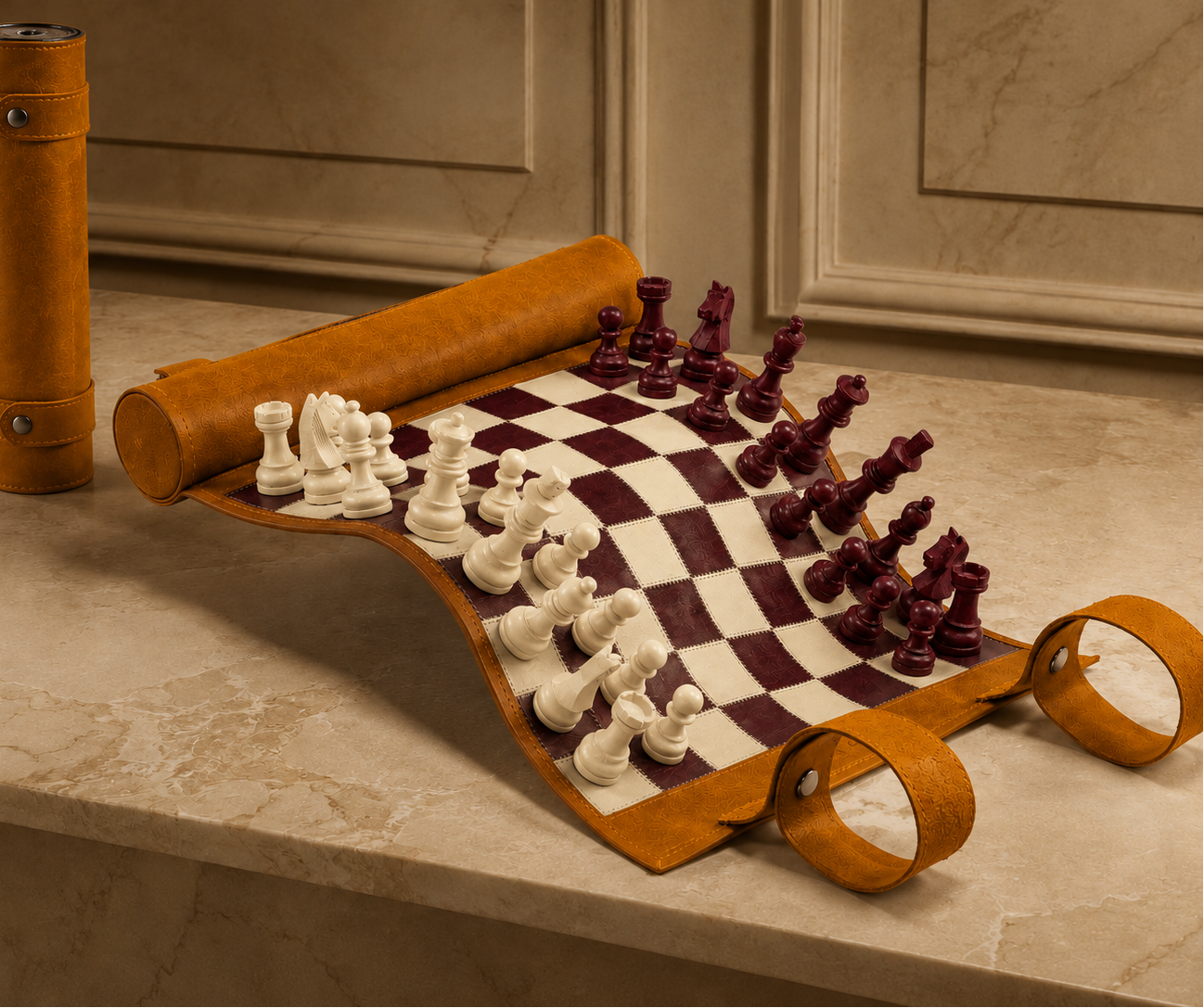 magnetic roll up chess "Whiskey" by MELIA - The King of Luxury Games