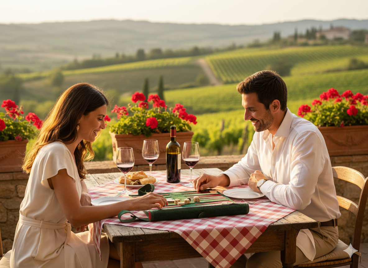 Jeu de Backgammon en Cuir Enroulable - Bella Italia