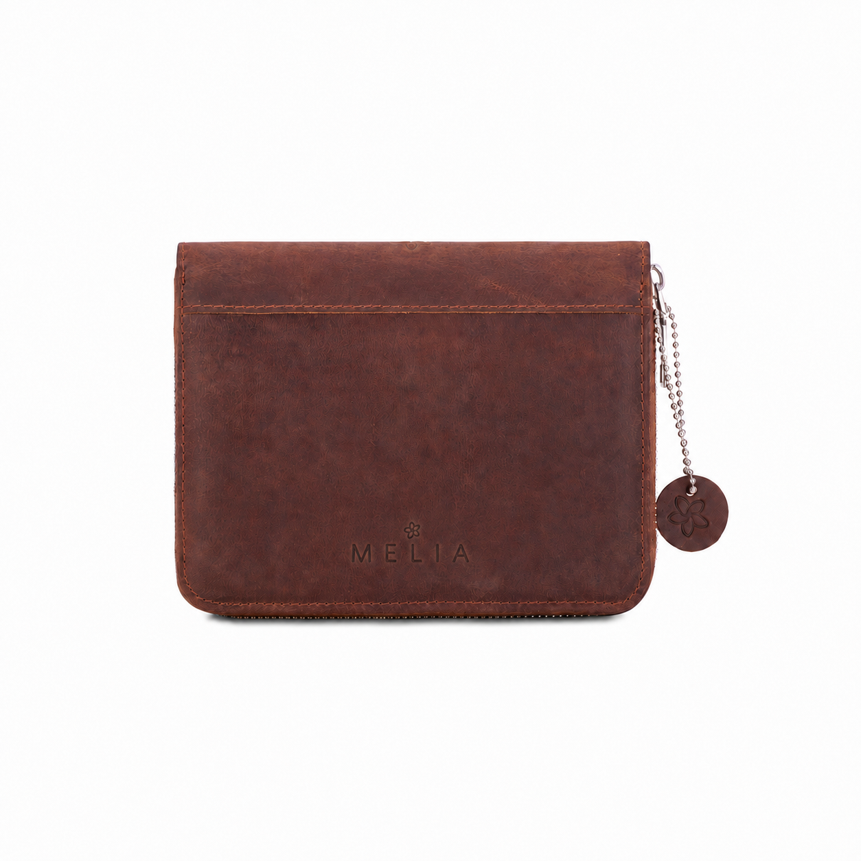 MELIA Classic Brown full-grain leather playing card case closed