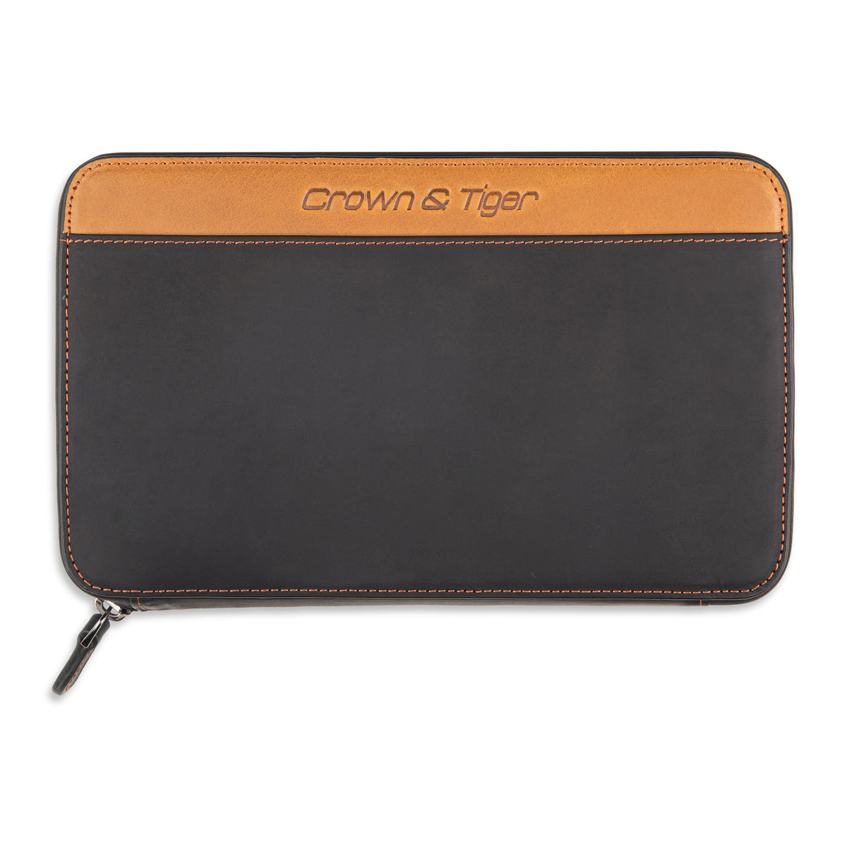 Closed Crown & Tiger full-grain leather cigar case black camel