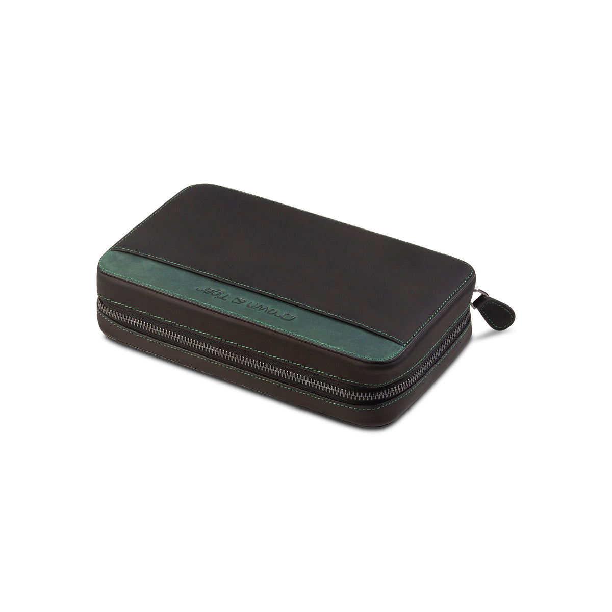 Closed Crown & Tiger full-grain leather cigar case green lantern