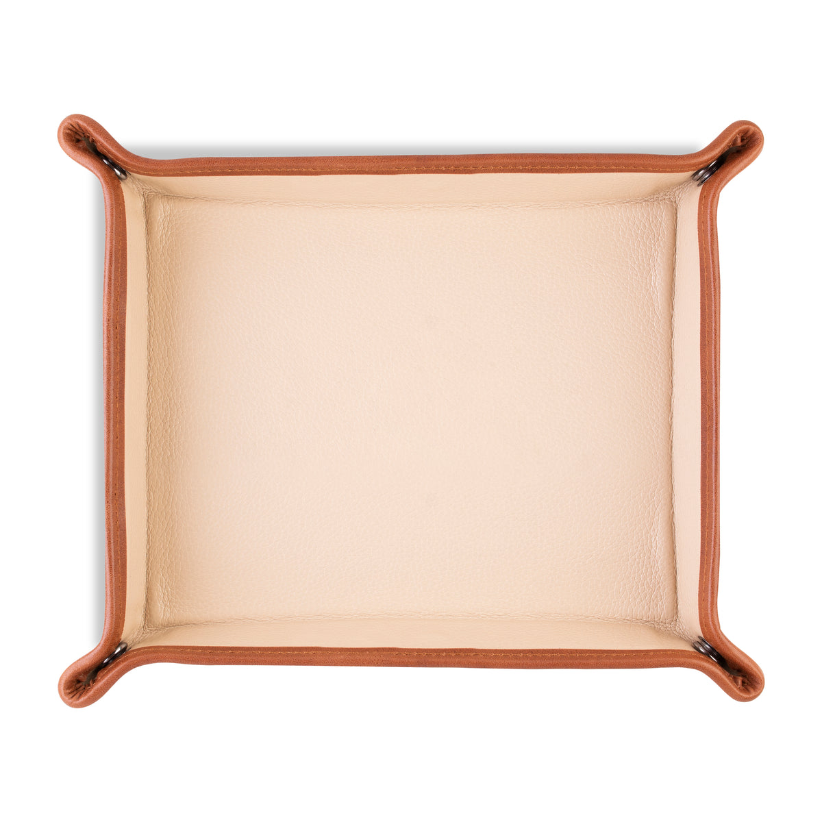 Handcrafted Crown & Tiger two-tone leather valet tray