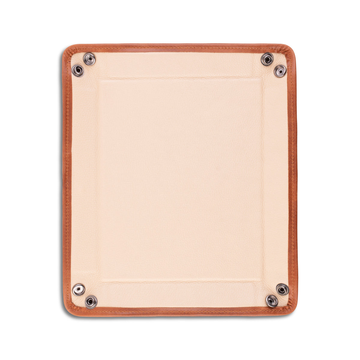 Crown & Tiger leather catchall tray viewed from above