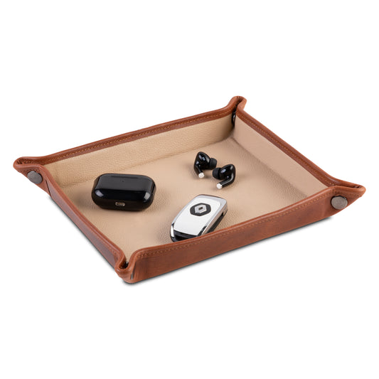 Crown & Tiger two-tone full-grain leather valet tray
