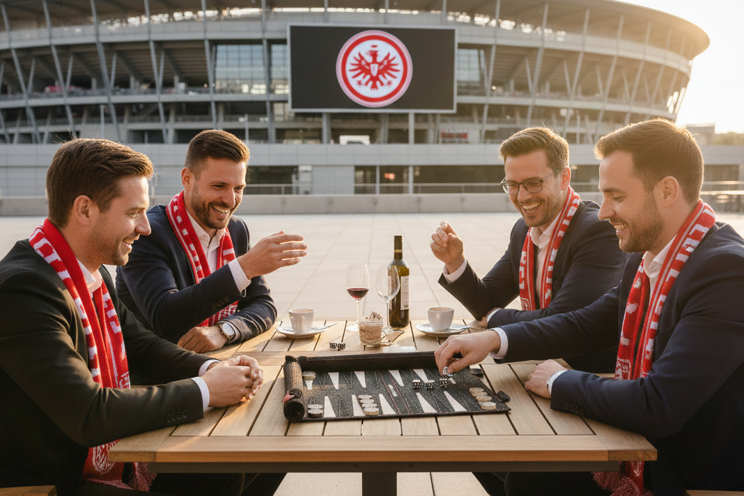 Eintracht Frankfurt x MELIA luxury leather backgammon set in use