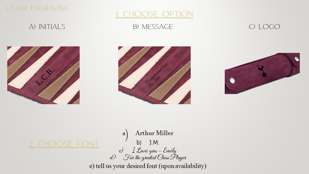 MELIA Bordeaux roll-up leather backgammon set with product details and dimensions