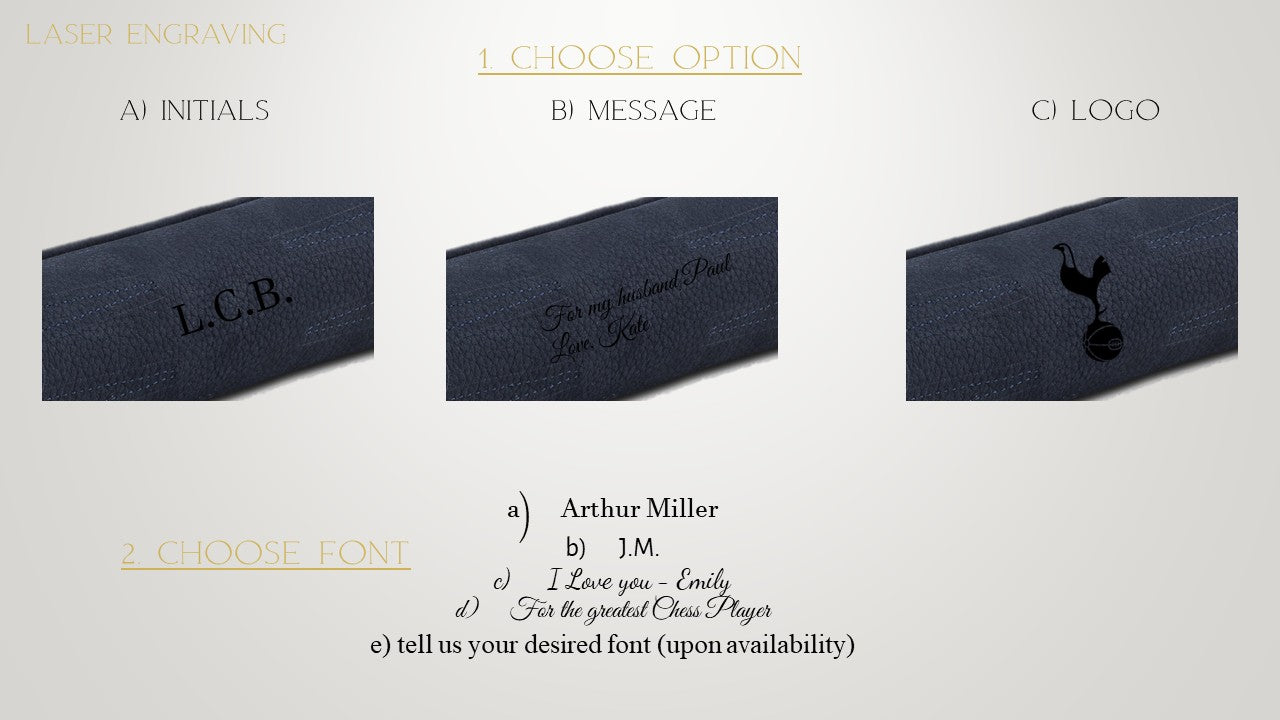 Leather craftsmanship and material engraving details of the MELIA Canarias backgammon set