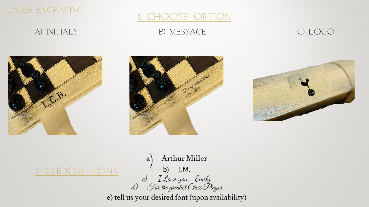 Engraving of MELIA Cleopatra collector chess set