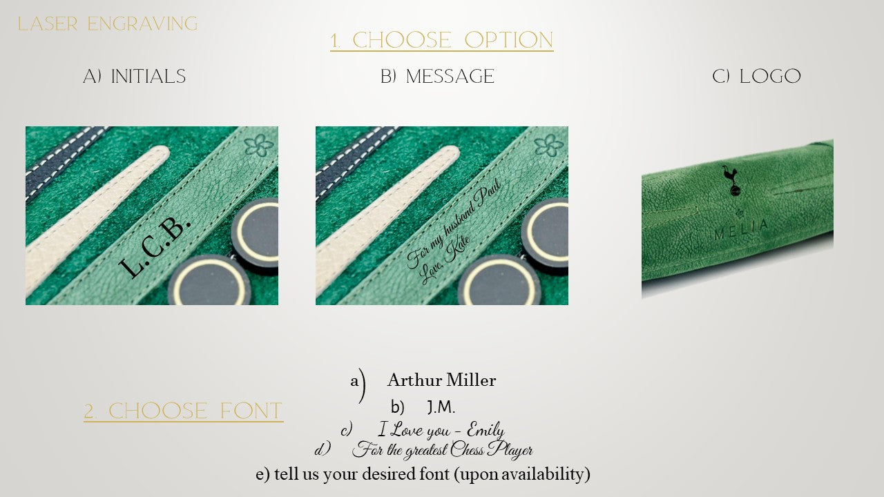 engraving options details of the MELIA Geneve backgammon set