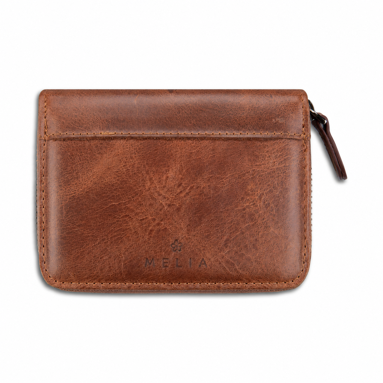 Closed MELIA Classic Brown full-grain leather playing card case