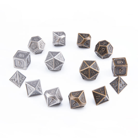 MELIA Iron and Bronze 7-piece metal RPG dice sets