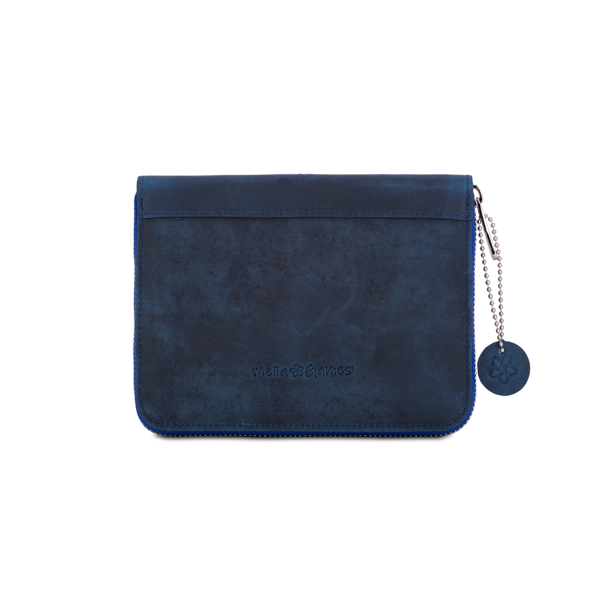 MELIA Playing Cards Deluxe case handcrafted from Navy Blue full-grain leather