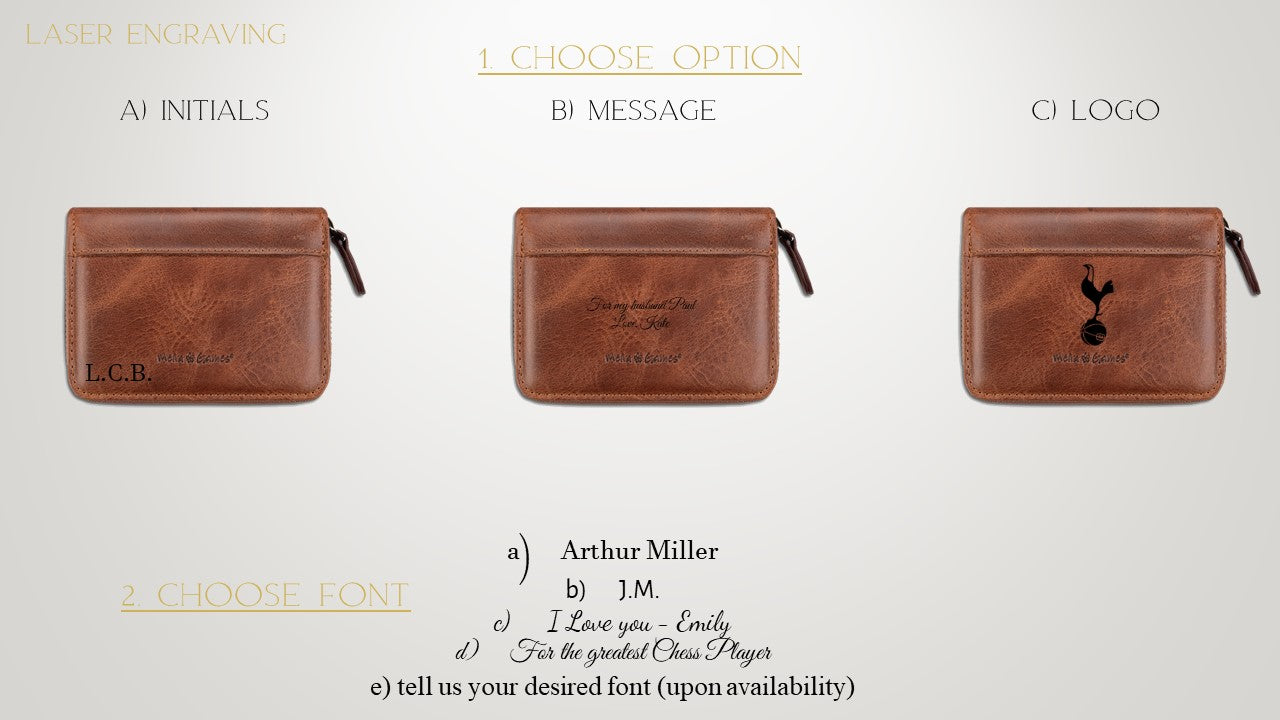 Personalised MELIA Classic Brown leather playing card holder with engraving options
