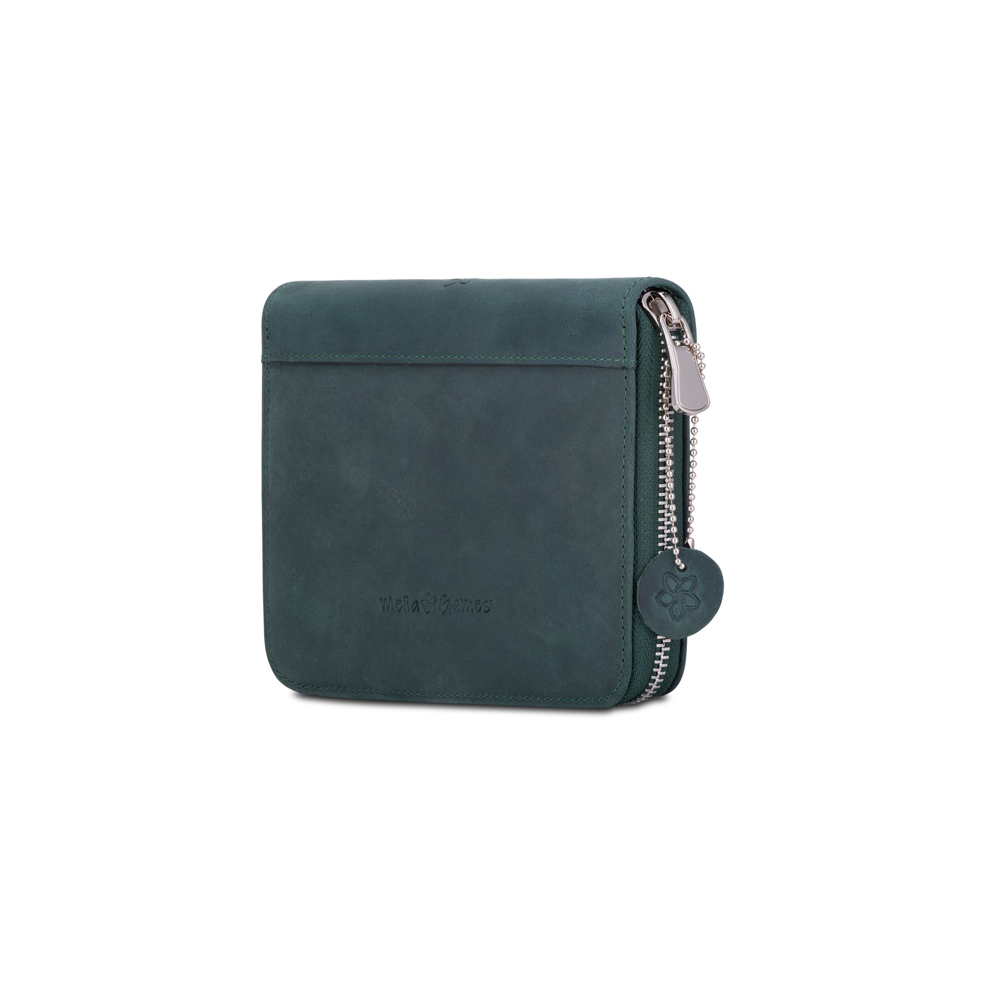 Closed MELIA Playing Cards Deluxe case handcrafted from Forest Green leather