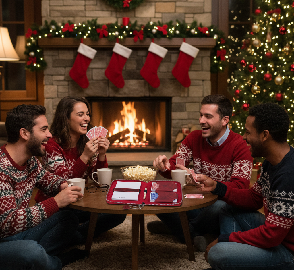 MELIA Smoky Fire Playing Cards set during an elegant holiday card game evening
