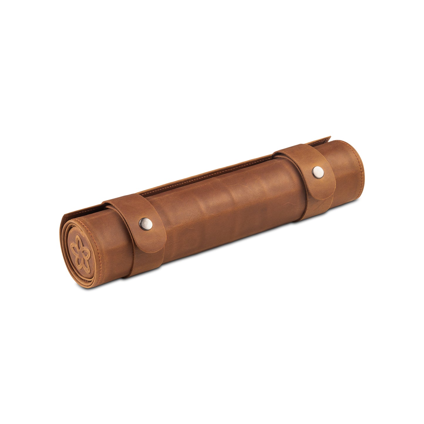 Rolled Classic Brown leather chess set showing the compact travel case handcrafted from premium full-grain leather