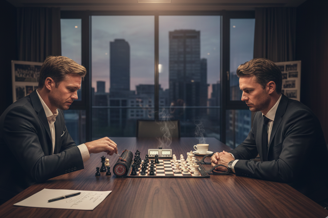 Roll-up leather chess set with official Eintracht Frankfurt branding