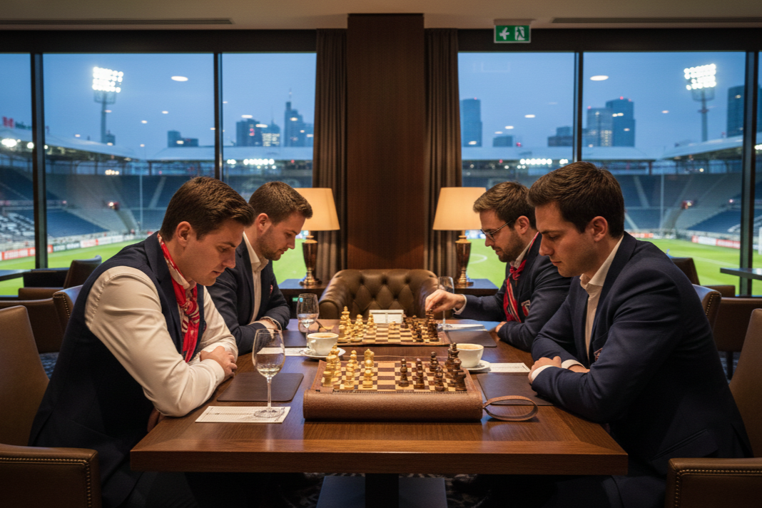 Roll-up leather chess set with official Eintracht Frankfurt branding