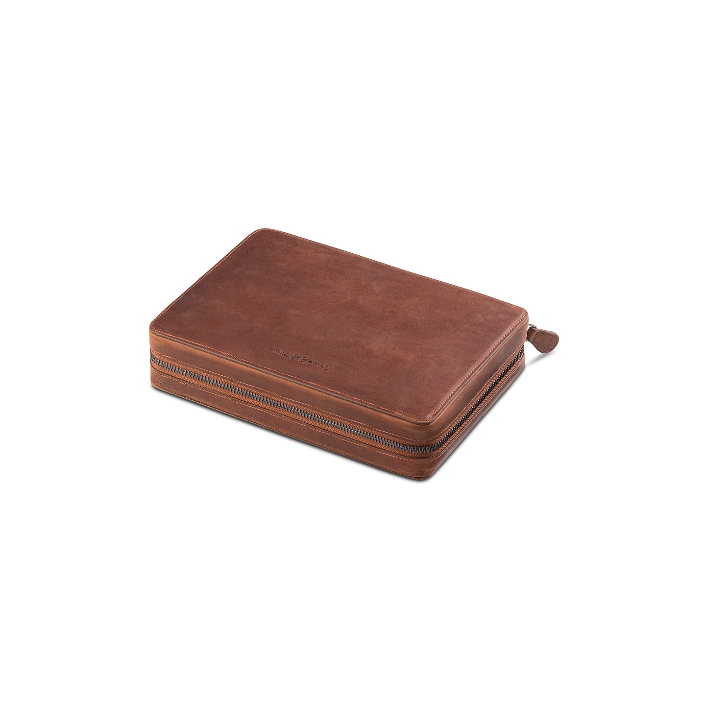 Backgammon Deluxe Foldable Leather Set - Tobacco