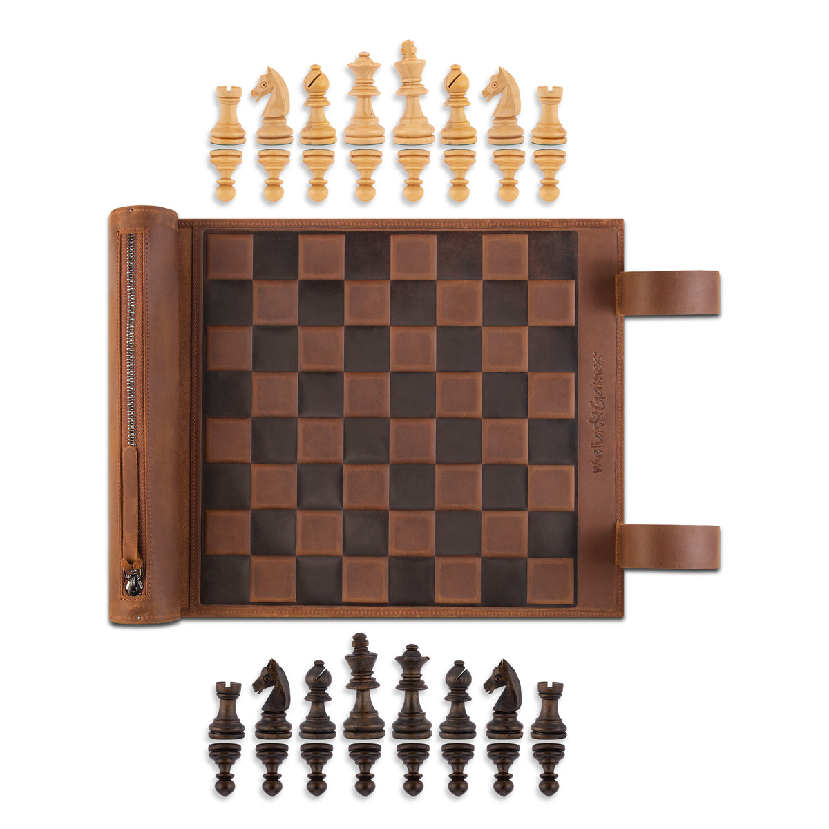 Jeu d'échecs enroulable en cuir - Tabac (Édition Originale)