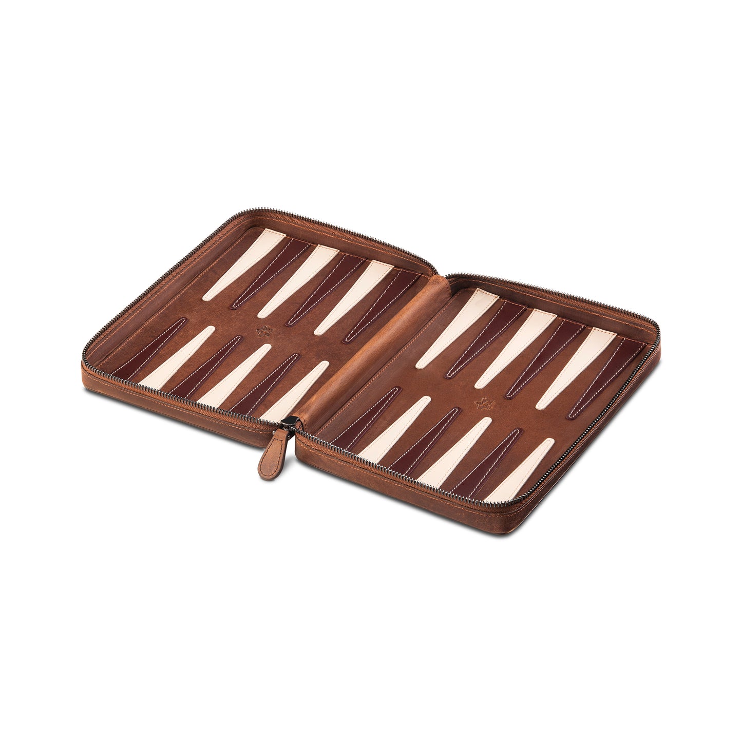 Backgammon Deluxe Foldable Leather Set - Tobacco