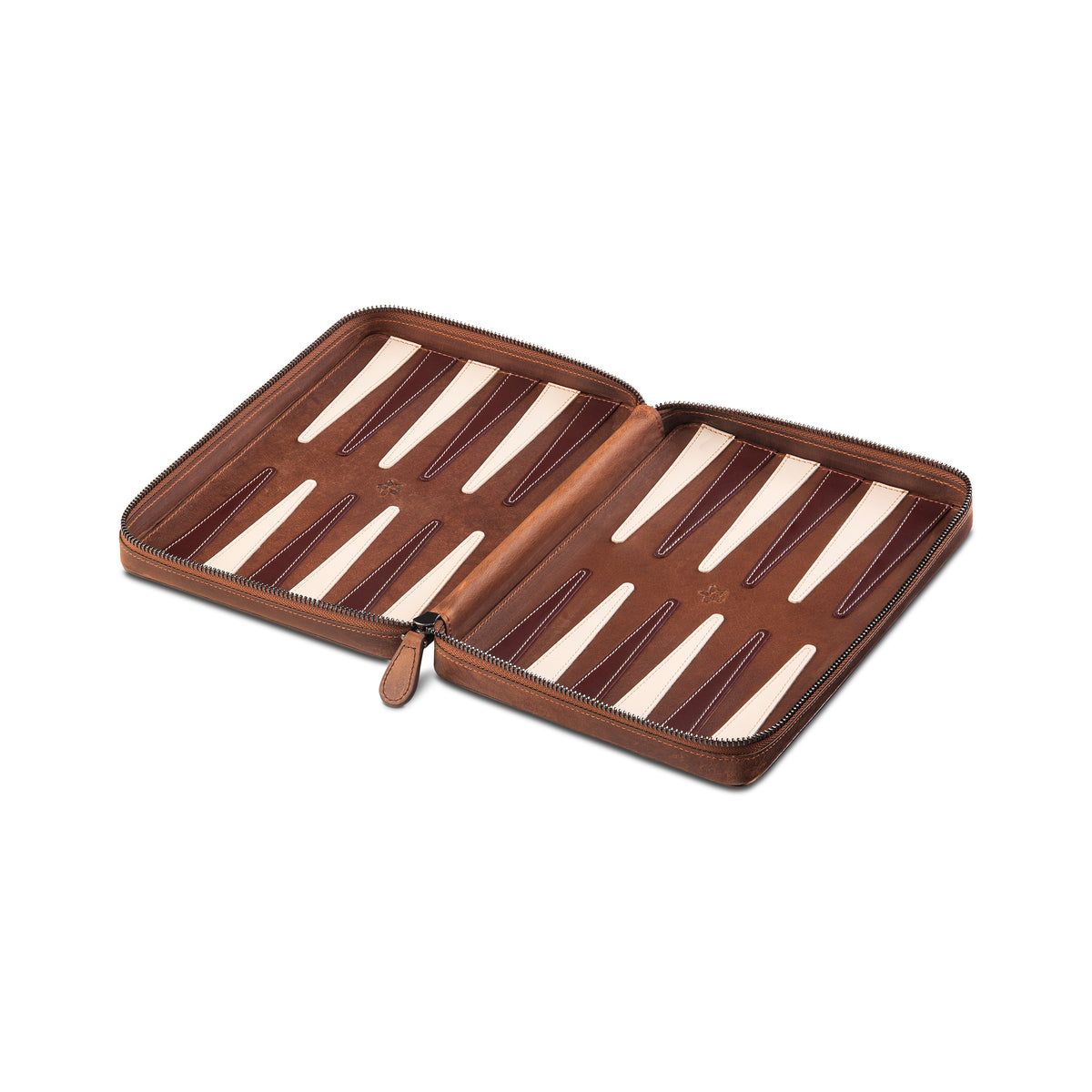 Open MELIA Foldable Leather Backgammon Deluxe with individually stitched playing points