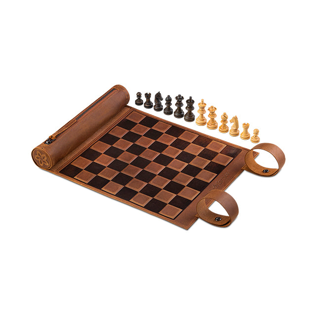 Jeu d'échecs enroulable en cuir - Tabac (Édition Originale)